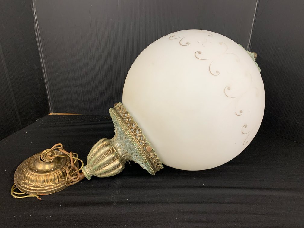 Antique Frosted Glass Globe Pendant Light