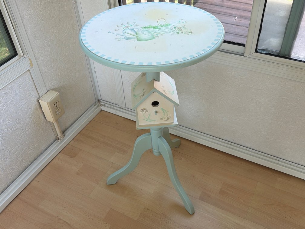 Hand-Painted Garden Motif Accent Table