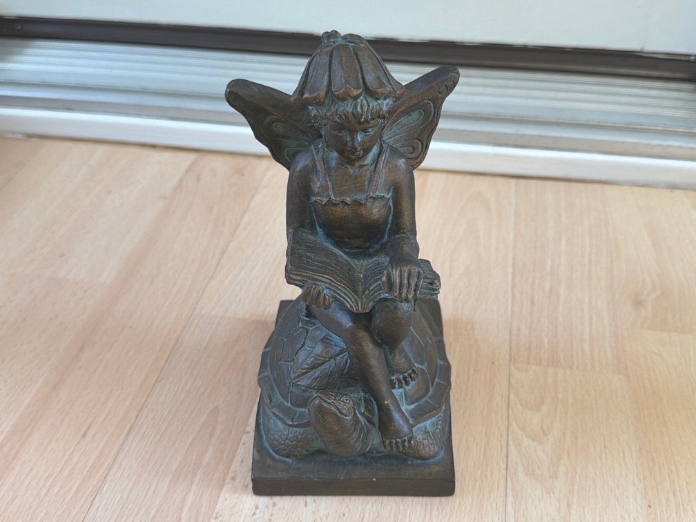Bronze-Style Fairy on Turtle Figurine