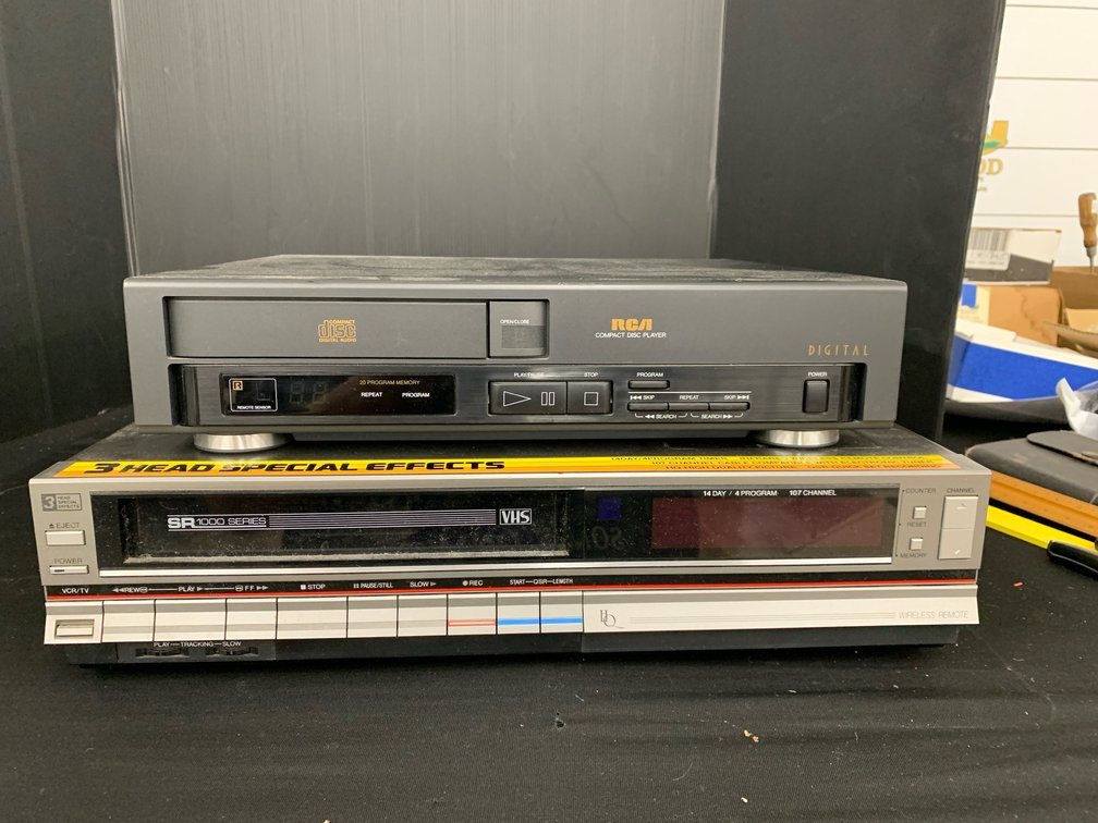 RCA CD Player & VHS VCR with Mixed Electronics Accessories