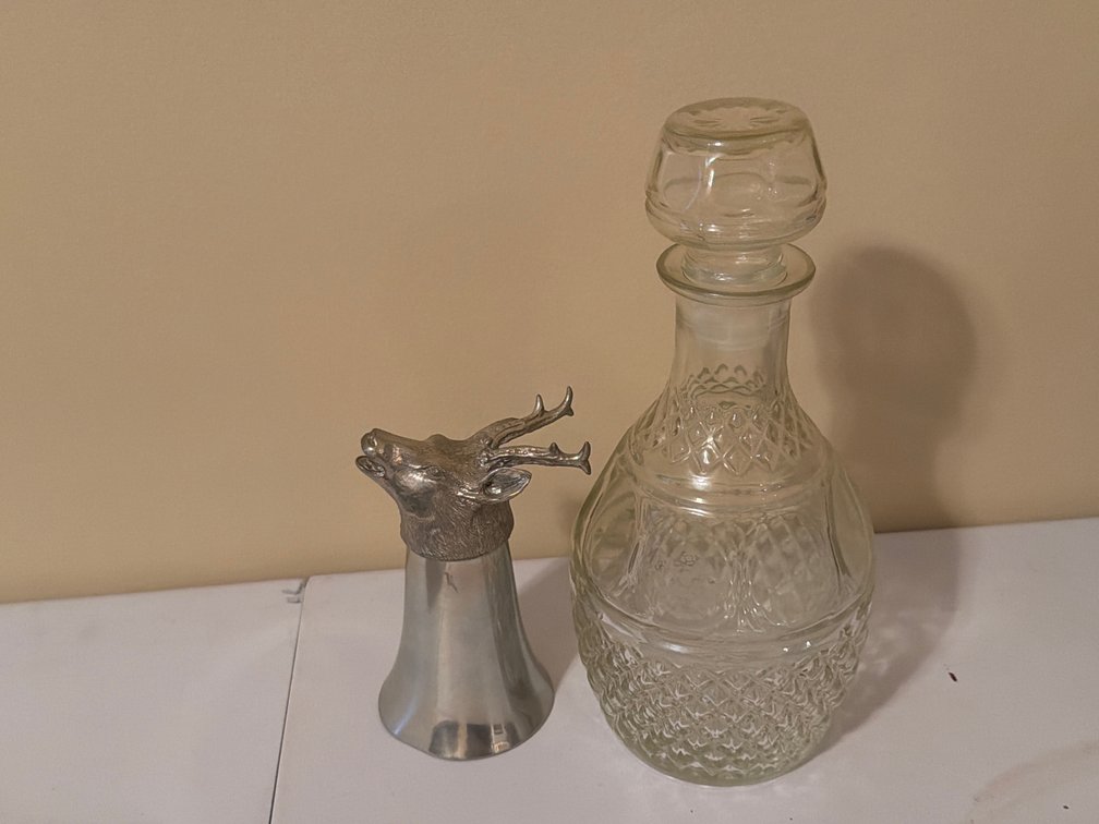 Crown Royal Decanter & Stag Head Stirrup Cup