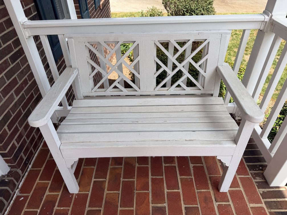 White Painted Chippendale-Style Garden Bench