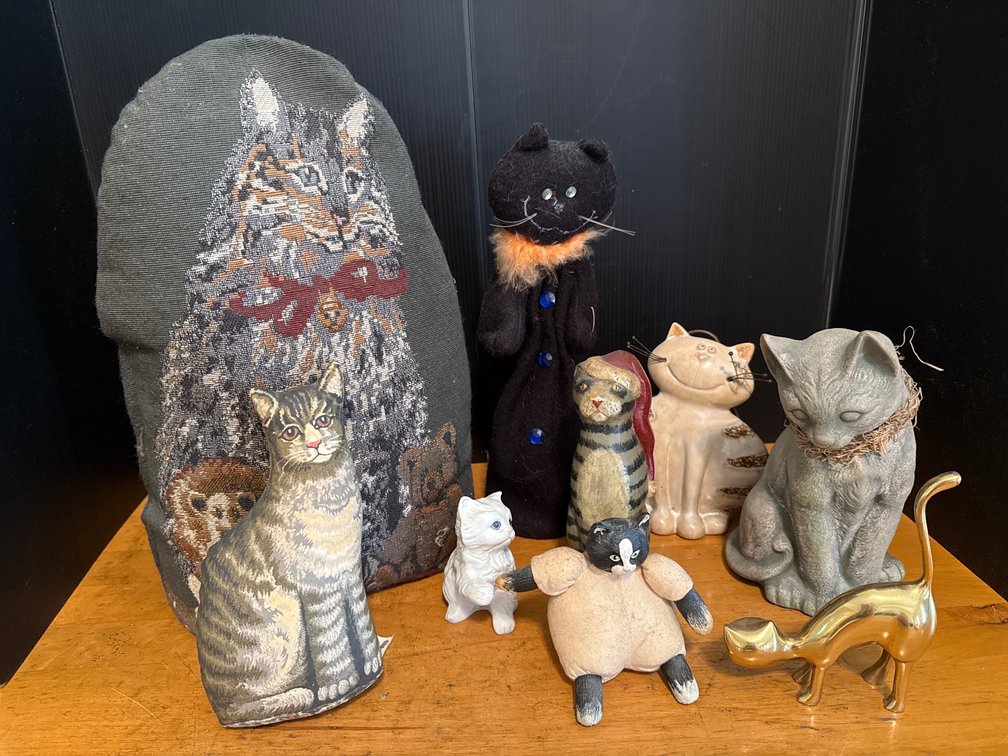 Mixed-Media Cat Figurines
