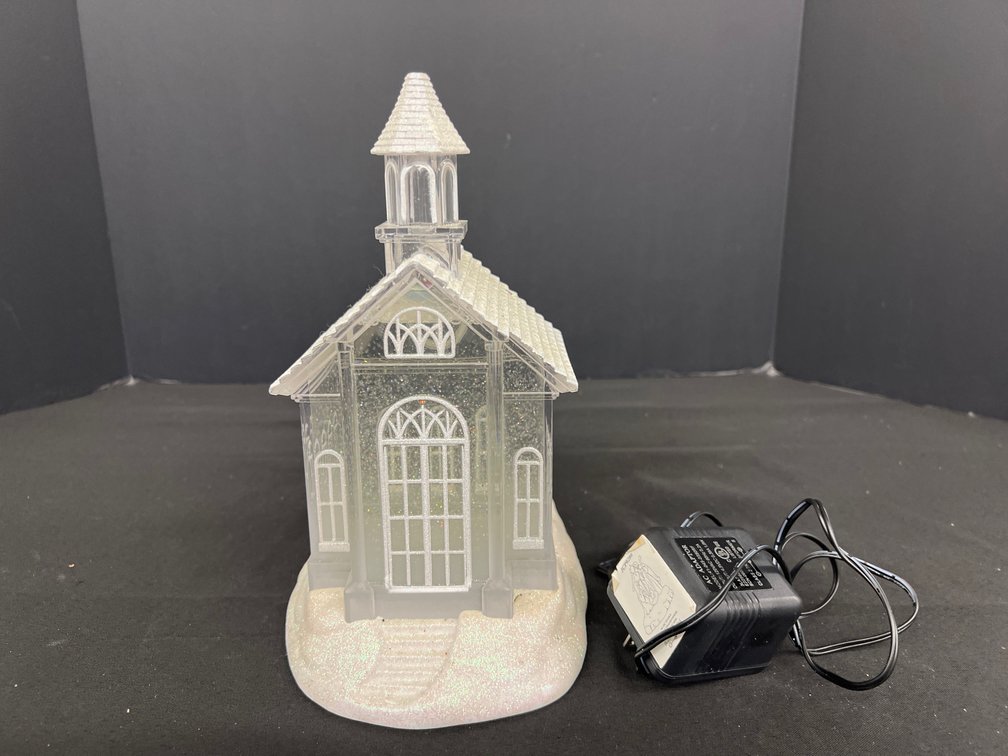 Clear Acrylic Lighted Glitter Snow Globe Church