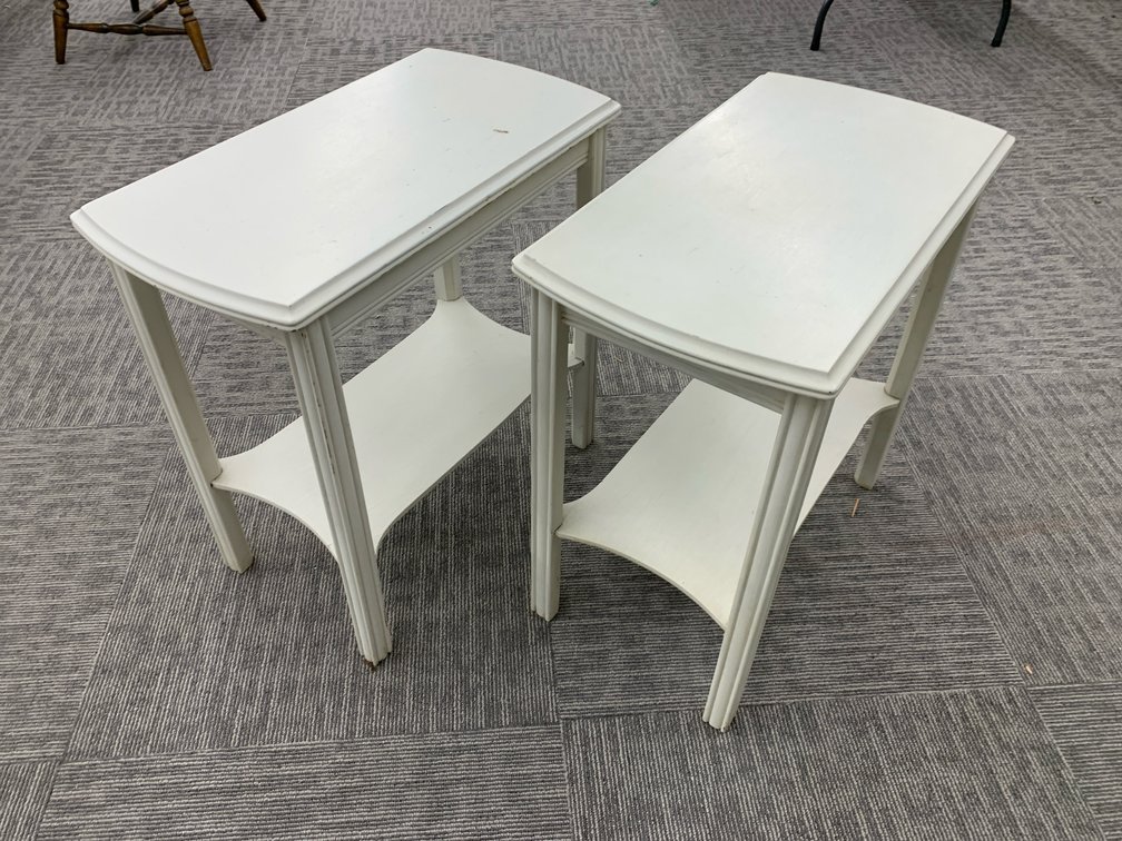 White Painted Wood End Tables