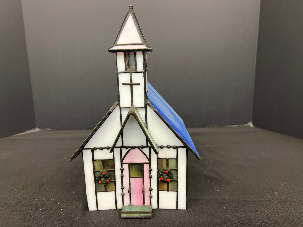 Stained Glass Lighted Church Accent Lamp