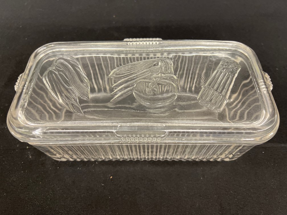 Vintage Glass Refrigerator Dish with Lid