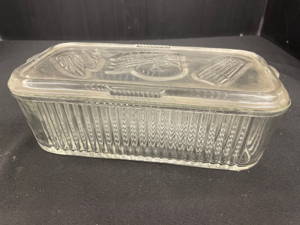 Vintage Clear Glass Refrigerator Dish