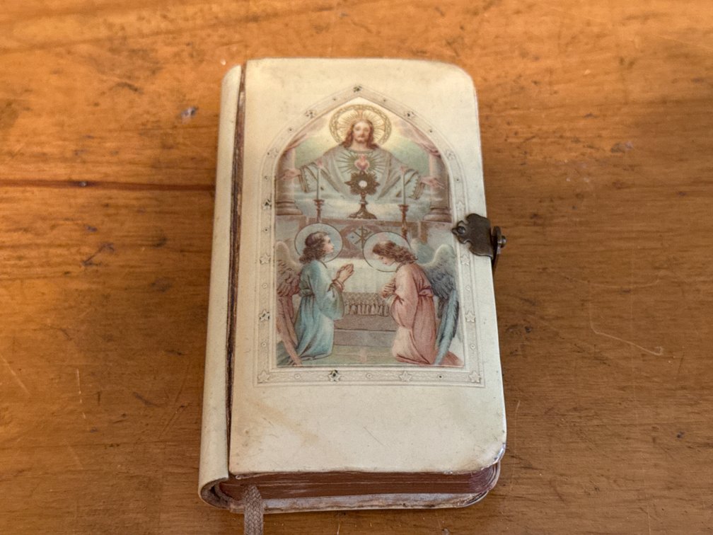 Antique Celluloid French Catholic Prayer Book and Case
