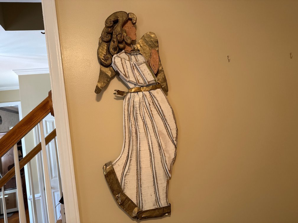 Rustic Wood and Metal Angel Wall Decor