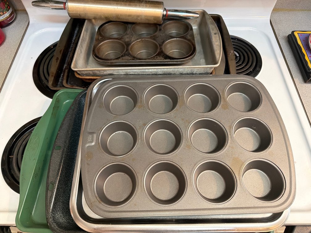 Assorted Metal Bakeware and Rolling Pin