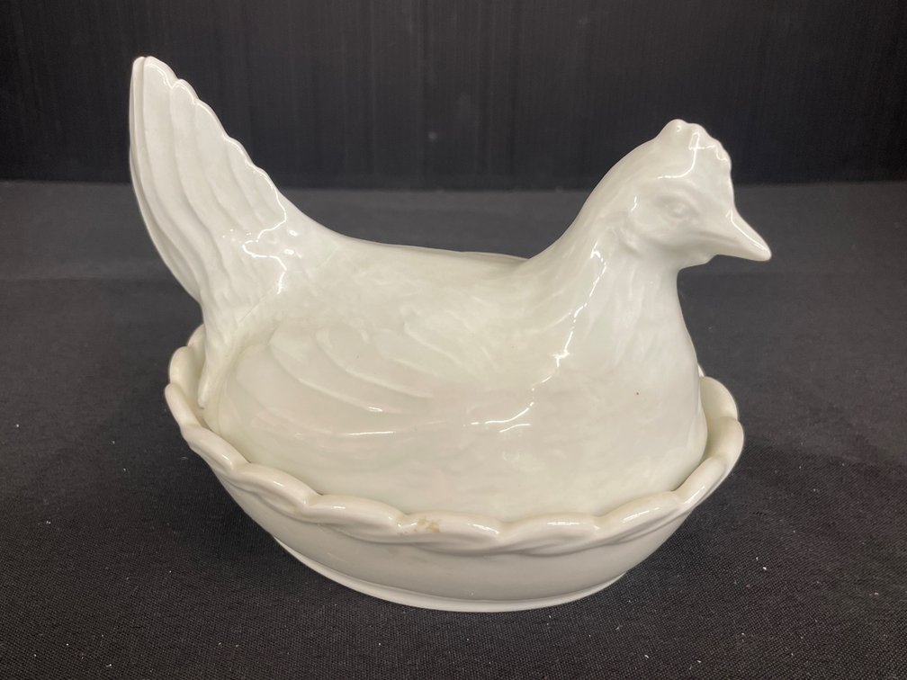 Limoges France Porcelain Hen on Nest Covered Dish