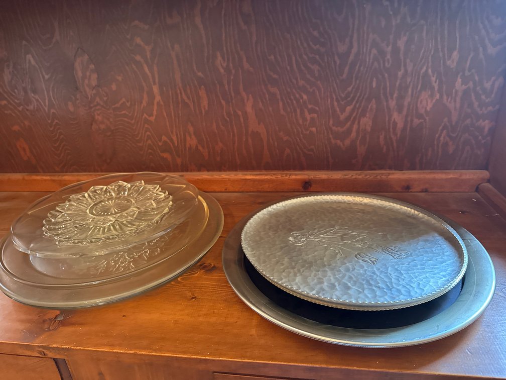 Glass and Hammered Metal Serveware