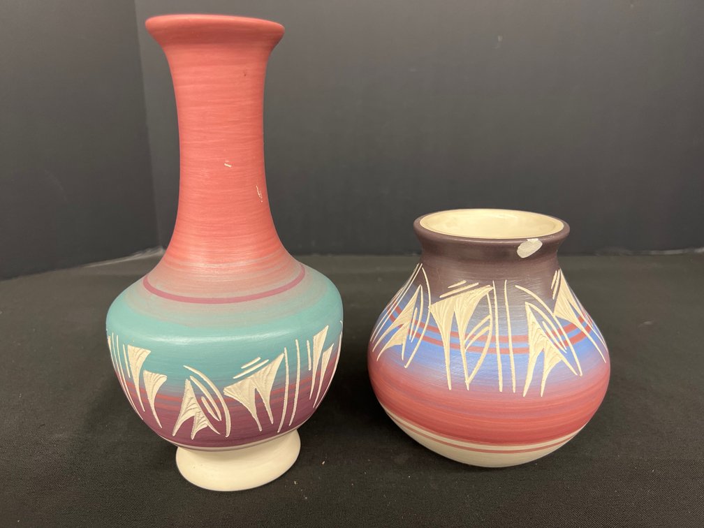 Rockwell Etched Art Pottery Vases