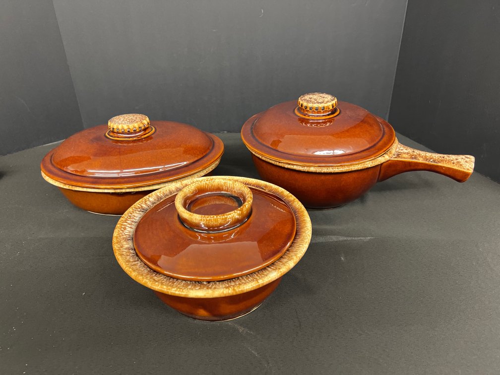 Hull Pottery Brown Drip Glaze Covered Dishes