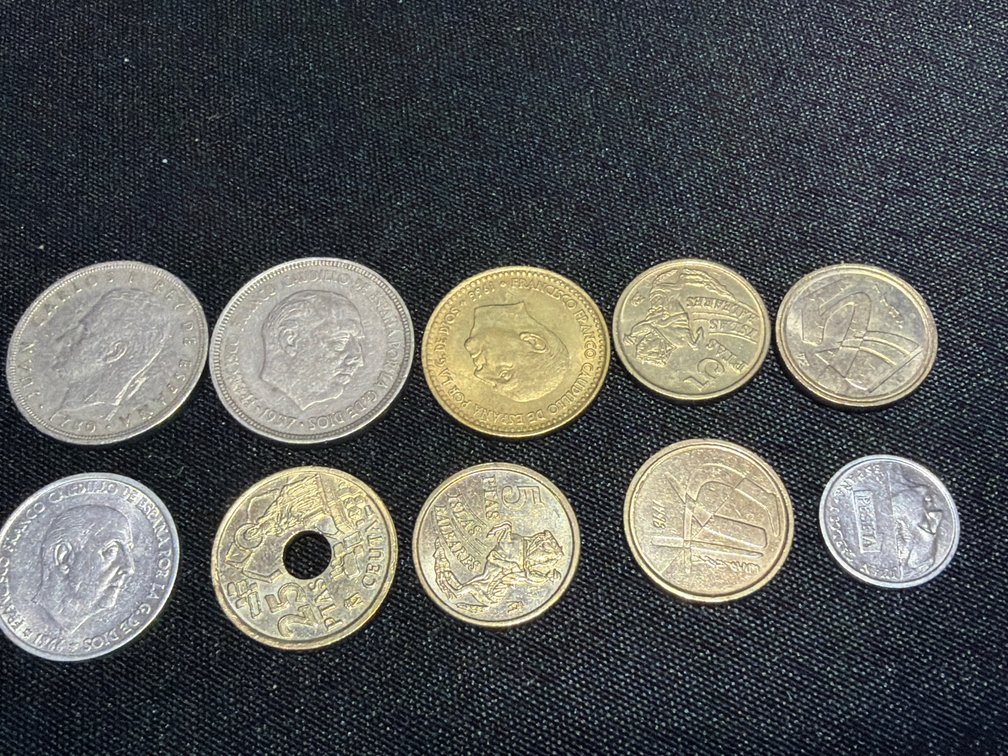 Assorted Spanish Peseta and Centimo Coins (10)