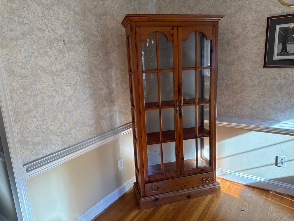 Pine Glass-Front Display Cabinet