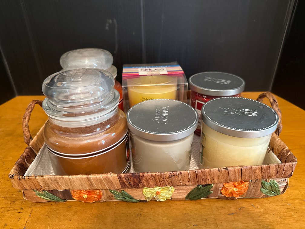 Yankee Candles and Woven Basket
