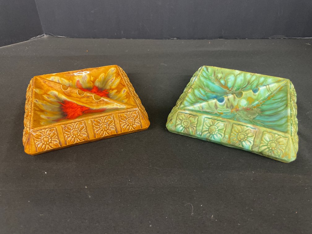 Floral Drip Glaze Ceramic Ashtrays
