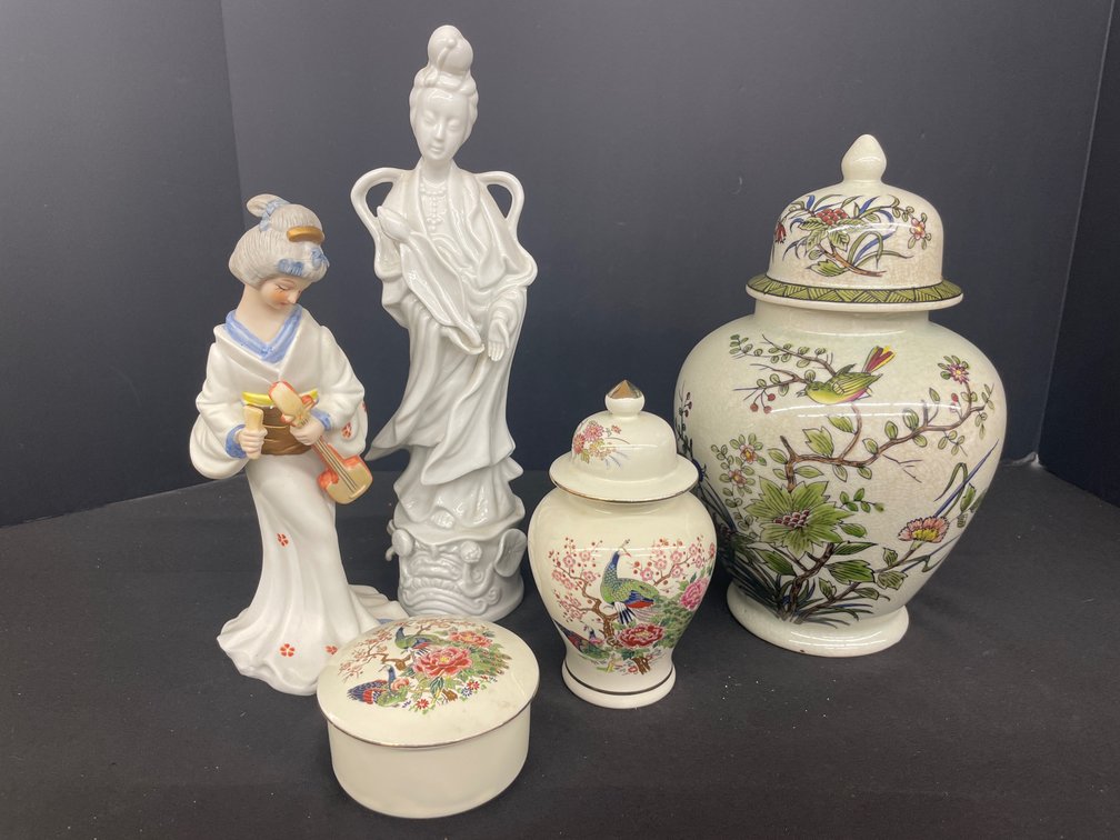 Asian Porcelain Figurines & Lidded Jars
