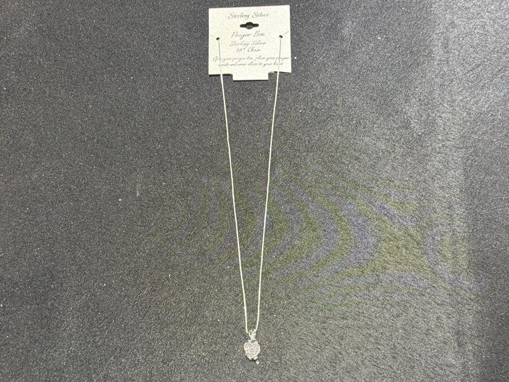 Sterling Silver IBB Heart Prayer Box Necklace
