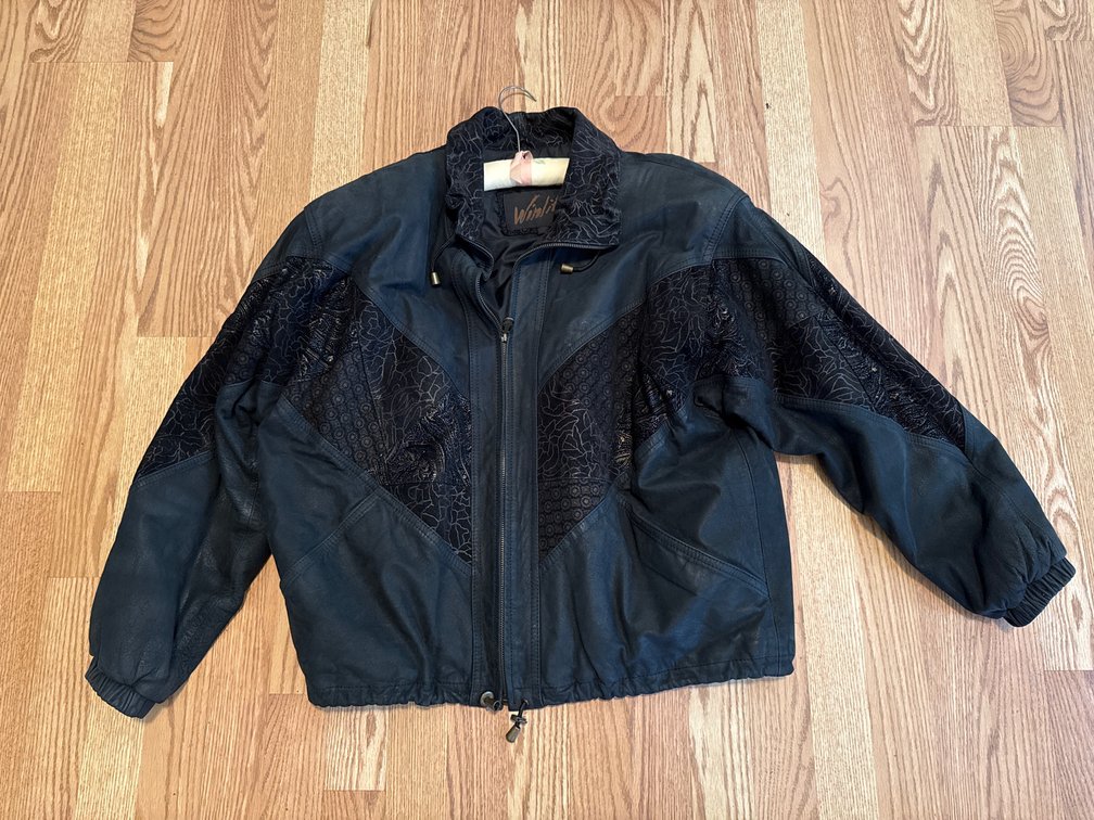 Winlit Vintage Mixed-Media Bomber Jacket
