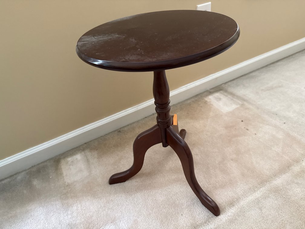 Turned Wood Pedestal Side Table
