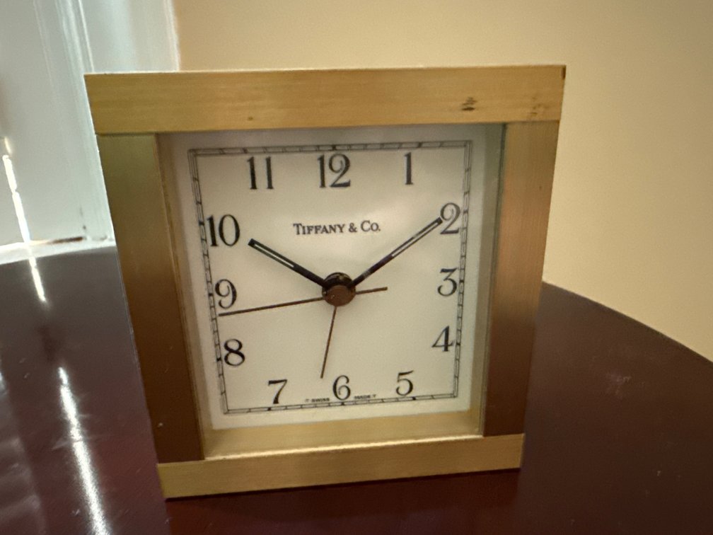 Tiffany & Co. Gold-Tone Desk Alarm Clock