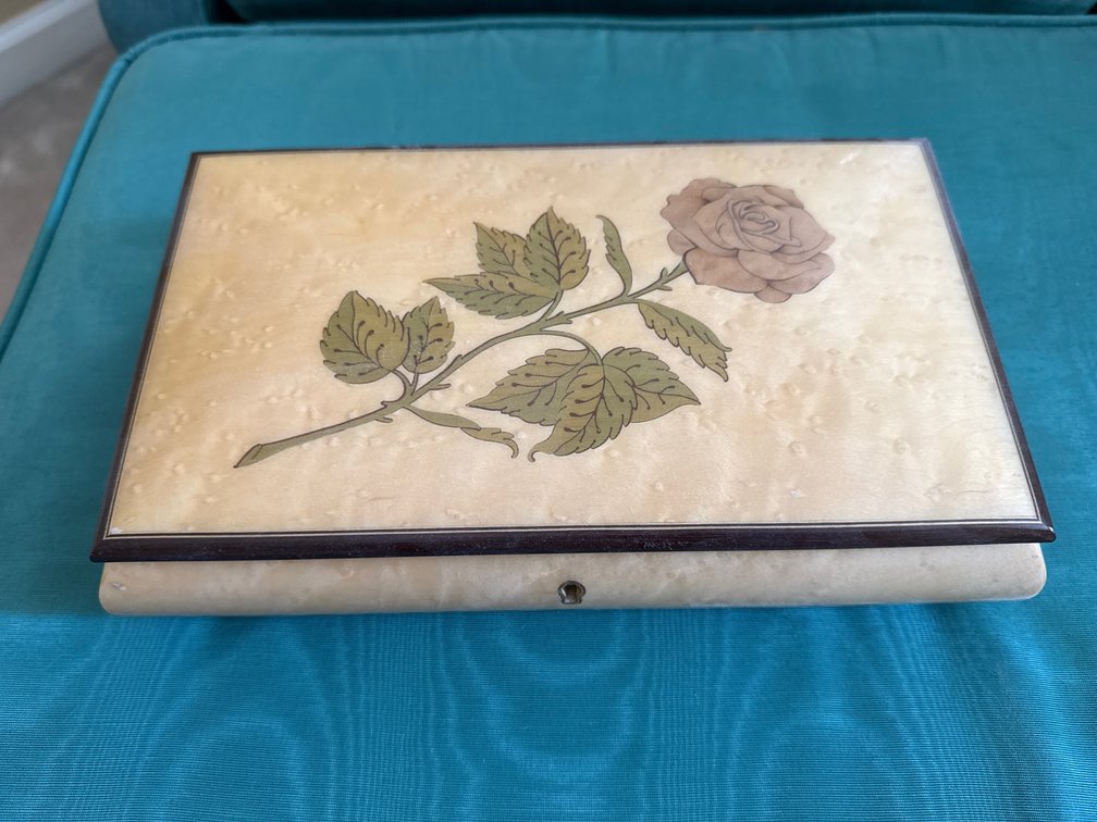 Reuge Romance Inlaid Burl Wood Music Box