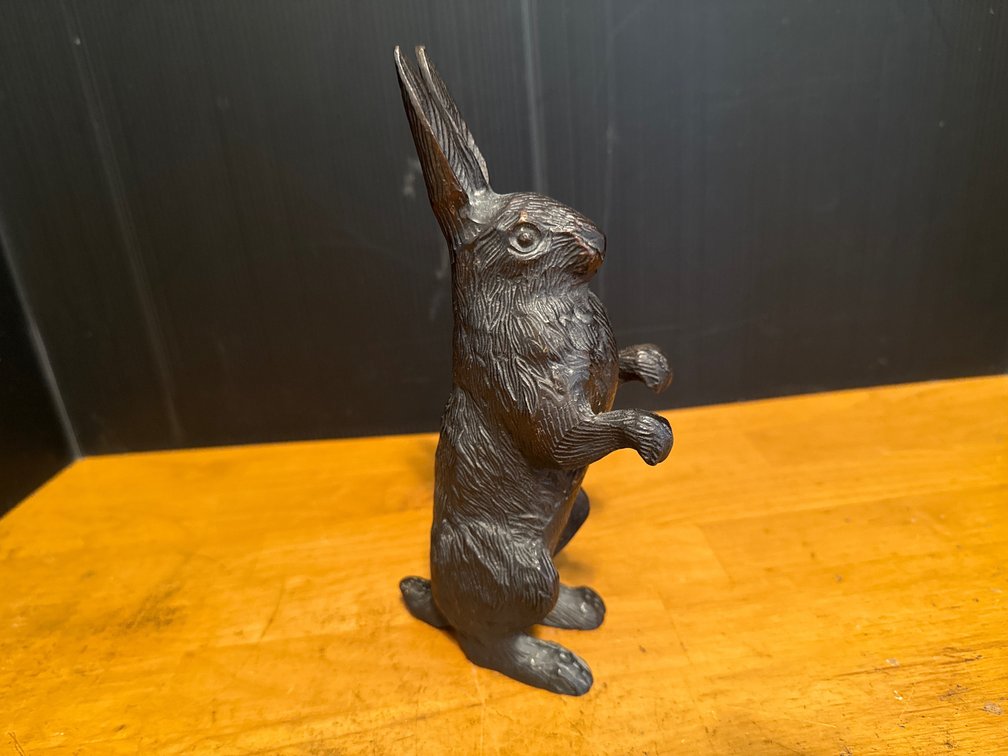 Cast Metal Standing Rabbit Figurine