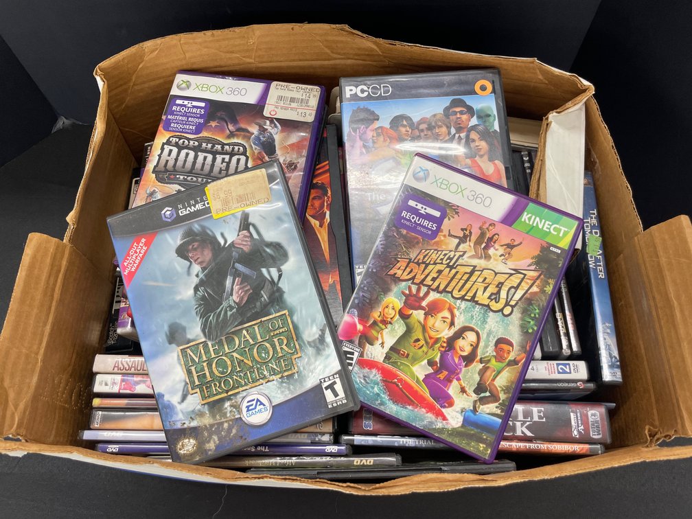 Mixed  Lot: DVDs, Video Games & Audio Tapes
