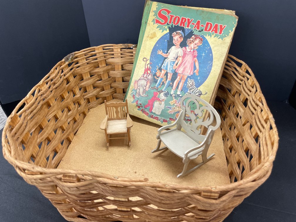 Whitman Story-A-Day Book, Miniature Rocking Chairs & Splint Basket