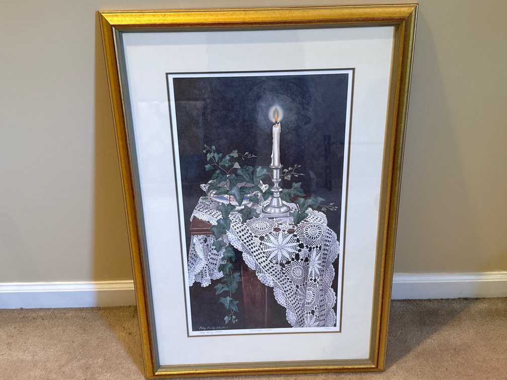 Patty Bailey Sheets "Candlelight on Lace" Framed Print