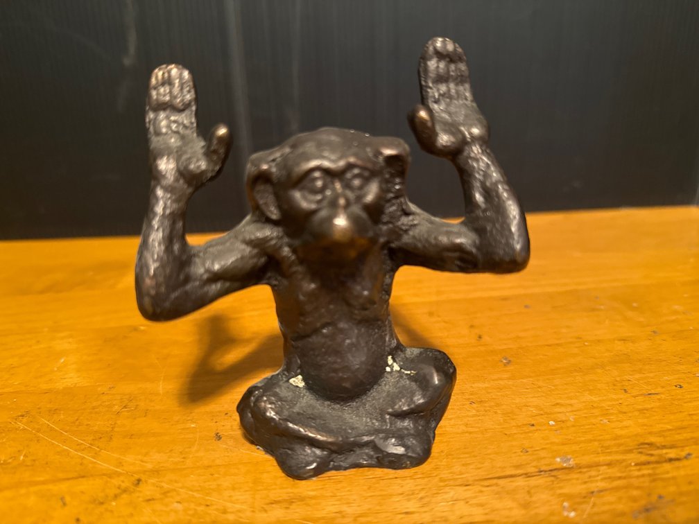 Cast Metal Monkey Figurine