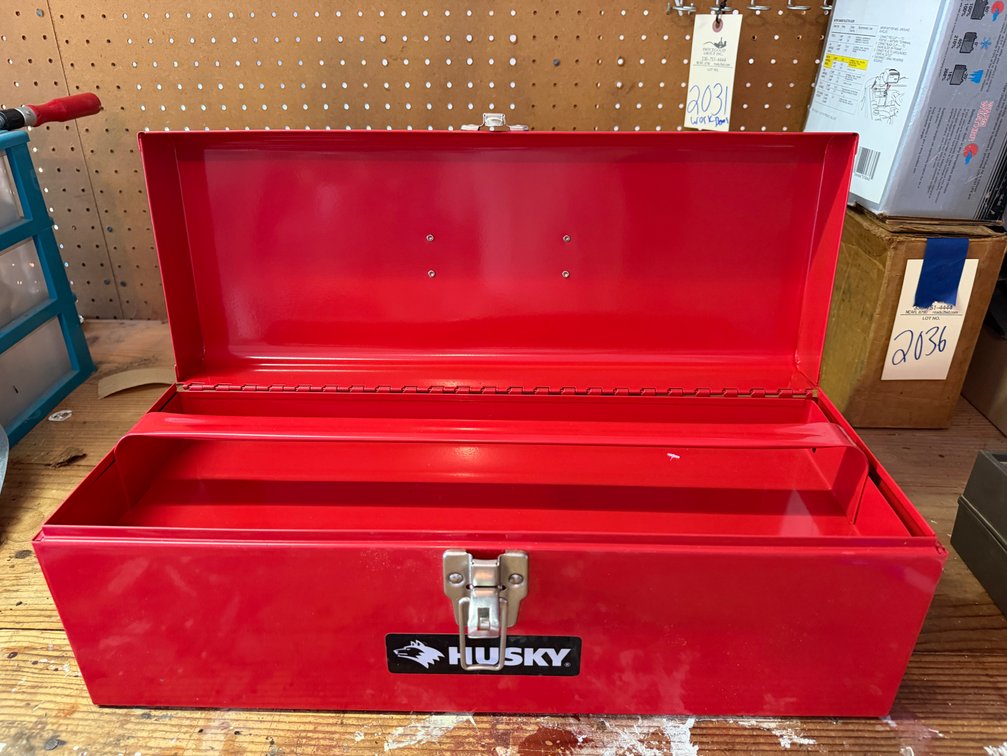 Husky 19 in. Red Metal Portable Tool Box with Tray