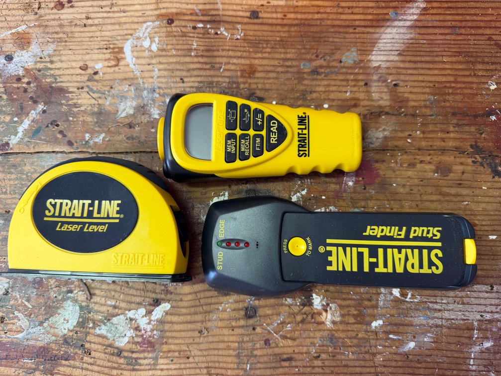 Strait-Line Laser Level, Laser Tape, and Stud Finder
