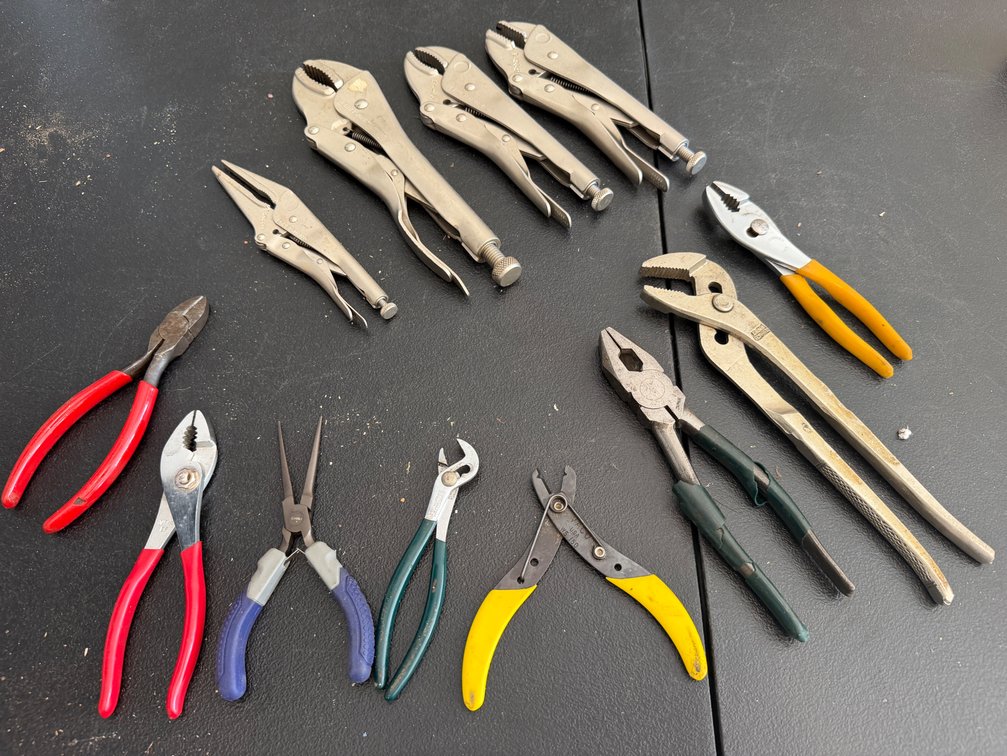 Locking Pliers, Linesman Pliers, Wire Stripper, and Hand Tools