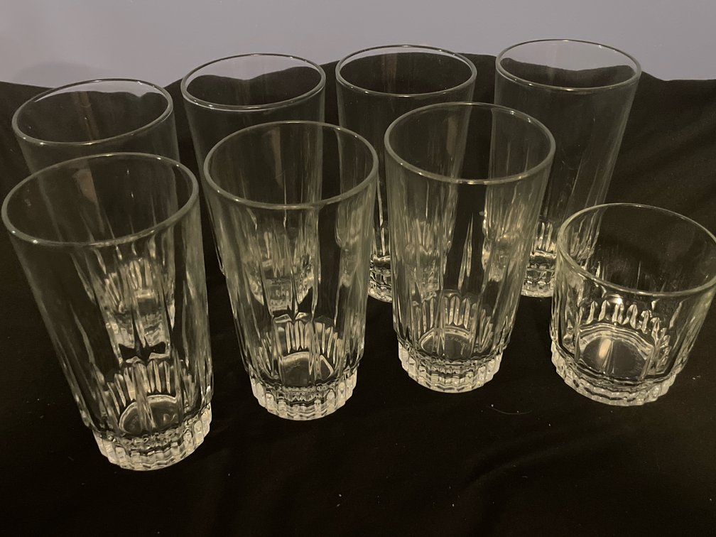 Clear Pressed Glass Highball and Rocks Tumblers