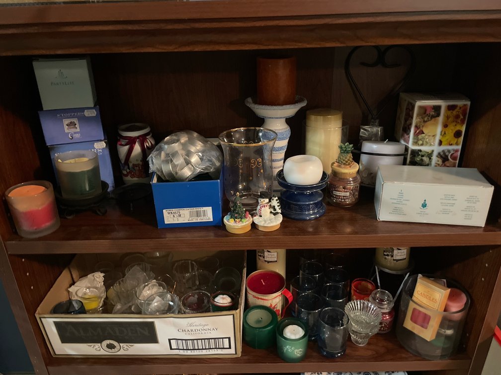 Candles, Glass Candleholders, Decorative Toppers, and Accessories