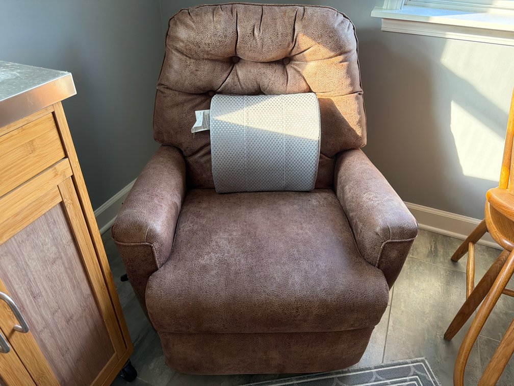 Brown Faux-Leather Swivel Reclining Armchair