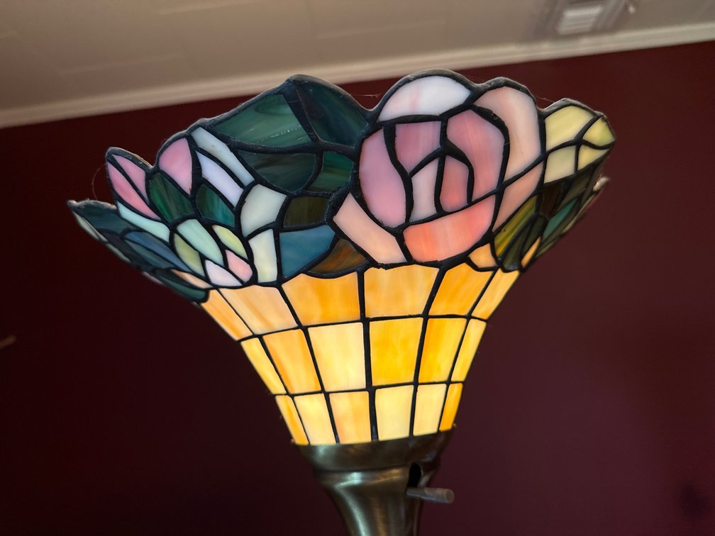 Stained Glass Floral Torchiere Floor Lamp