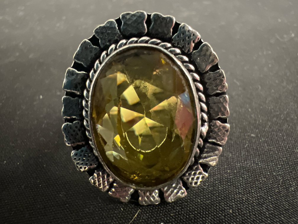 German Silver Citrine Statement Ring