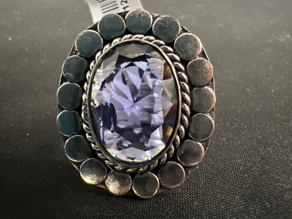 German Silver Amethyst Cocktail Ring