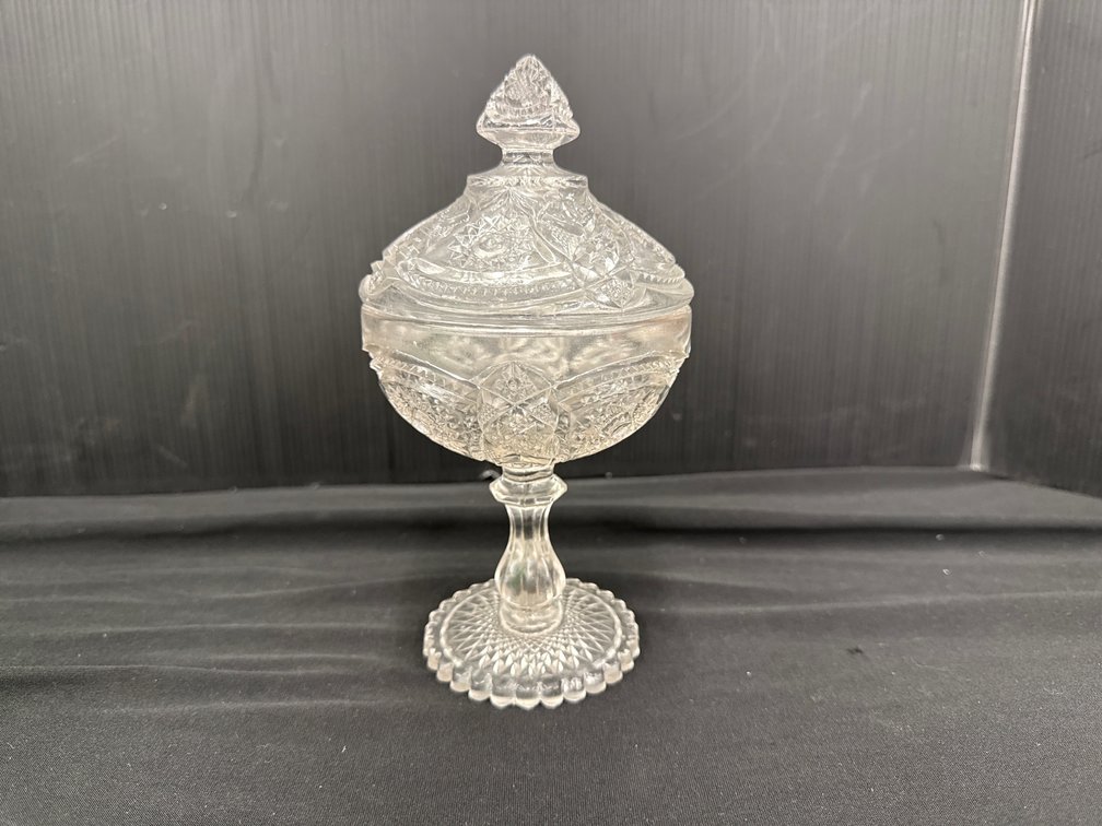 Clear Glass Covered Pedestal Candy Dish