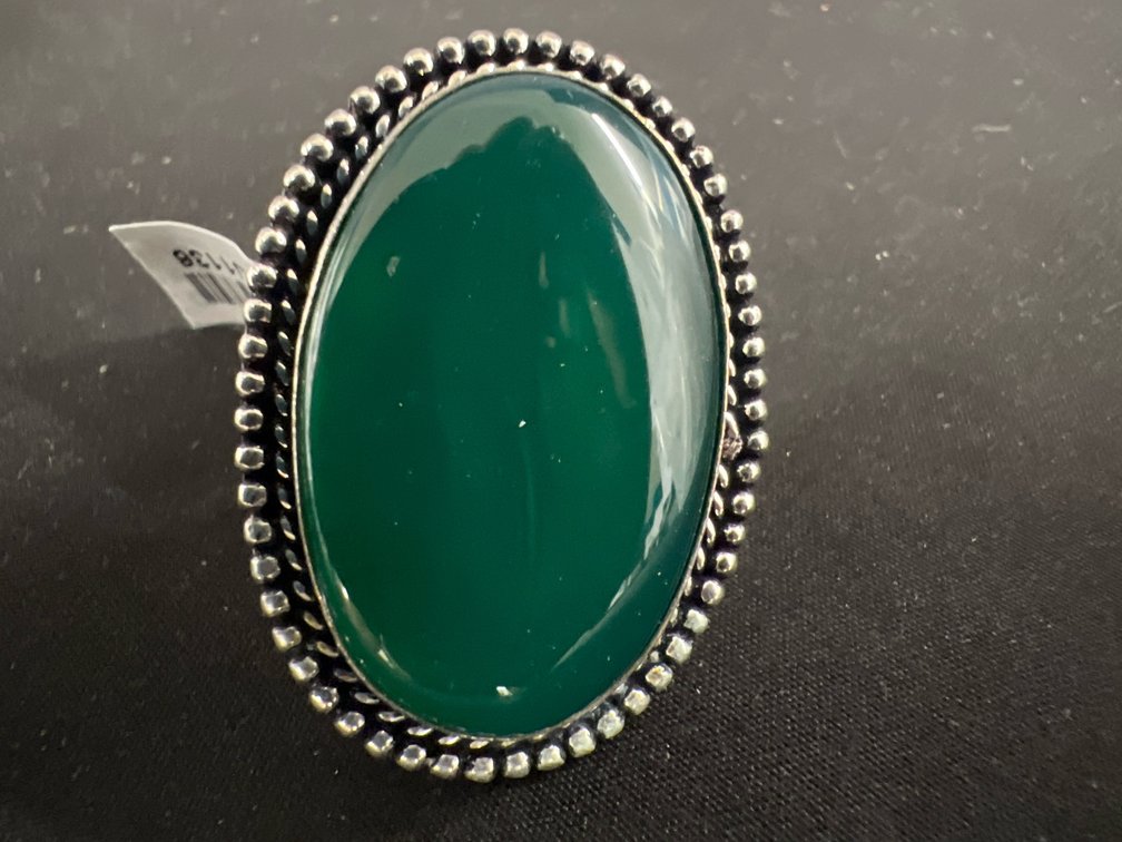 Green Onyx German Silver Ring