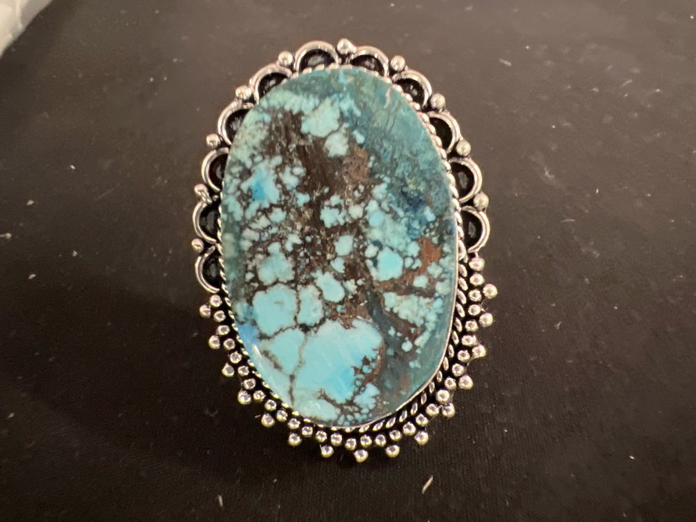 German Silver Turquoise Cabochon Ring