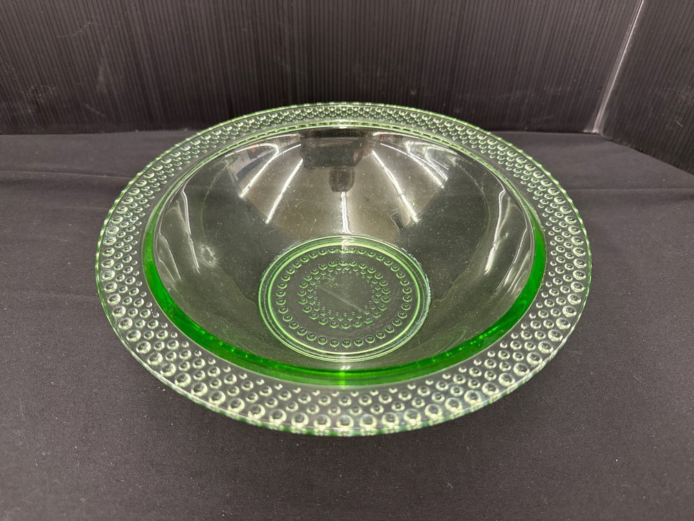 Green Glass Beaded Rim Bowl