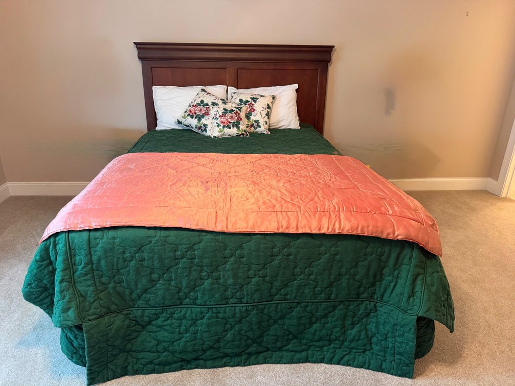 Paneled Queen Headboard w/ Bedding