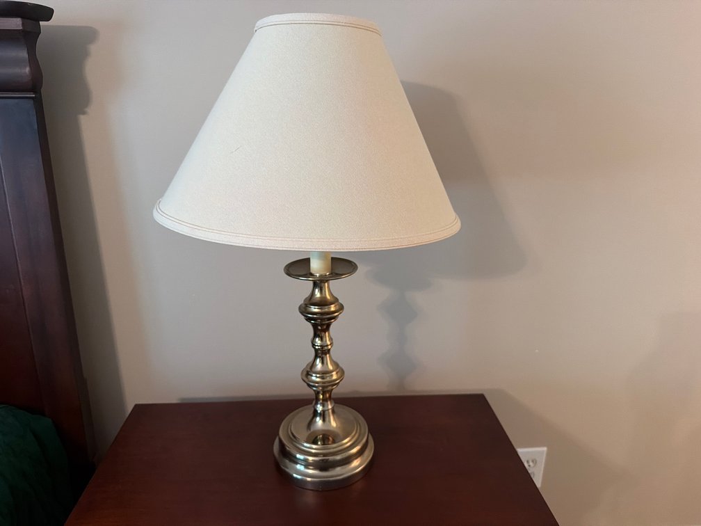 Turned Metal Candlestick Table Lamp with Shade