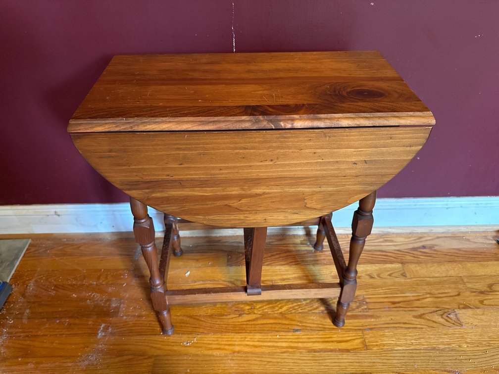 Wood Drop-Leaf Table with Turned Spindle Legs